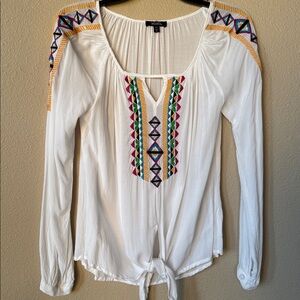 XOXO Front Tie Embroidery Top